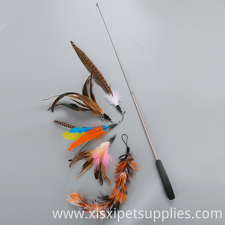 5pcs replacement plush one retractable wand cat feather teaser pack toy